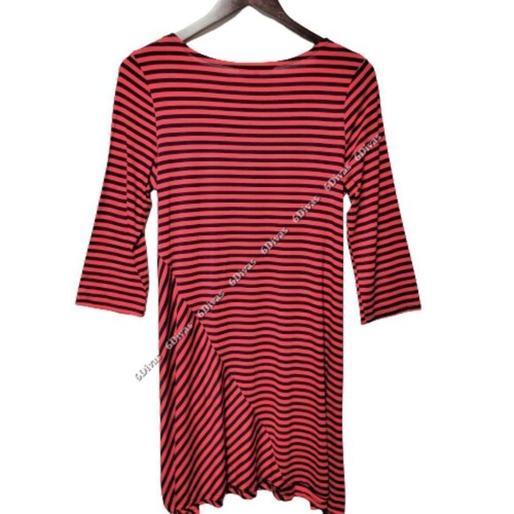 𝅺violet Ruby Red and Black Striped Long Sleeve Tunic Size S - Picture 1 of 11